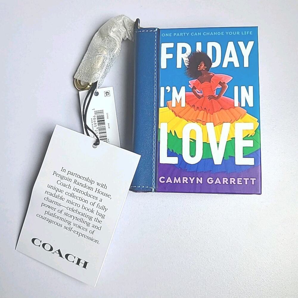 Coach Friday I’m In Love By Camryn Garrett Book Bag Charm B4/Multi Leather NWT